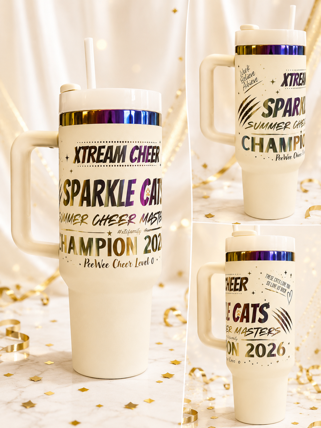 🏆 SPARKLE CATS Summer Cheer Masters Champions 2026 – Limited Collector Edition (40oz) Creme