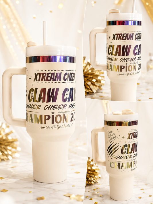 🏆 CLAW CATS Summer Cheer Masters Champions 2026 – Limited Collector Edition (40oz) Creme
